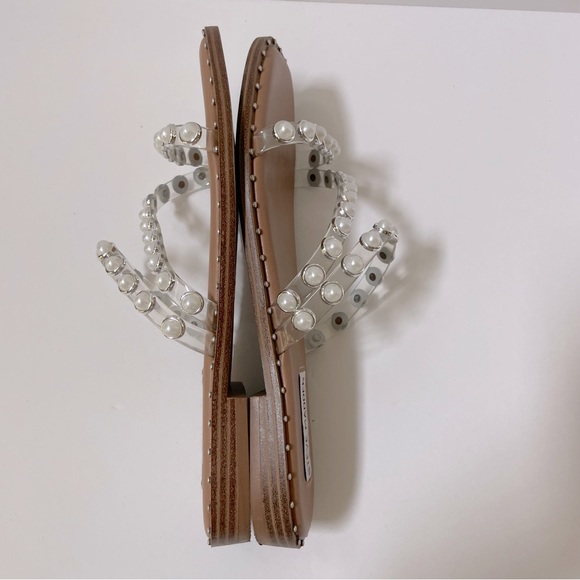 Steve Madden Skyler Studded Pearl Embellished Square Toe Flat Sandals Size 7.5 - Picture 11 of 13